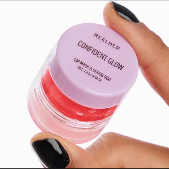 🌈4/$20 NIP REALHER Confident Glow Lip Mask + Scrub Duo Mini Retail Price $20.00 - Picture 2 of 5